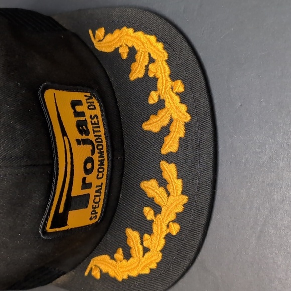 Trojan Special Commodities Mens Black/Gold Mesh Snapback Trucker Hat. - Picture 4 of 9